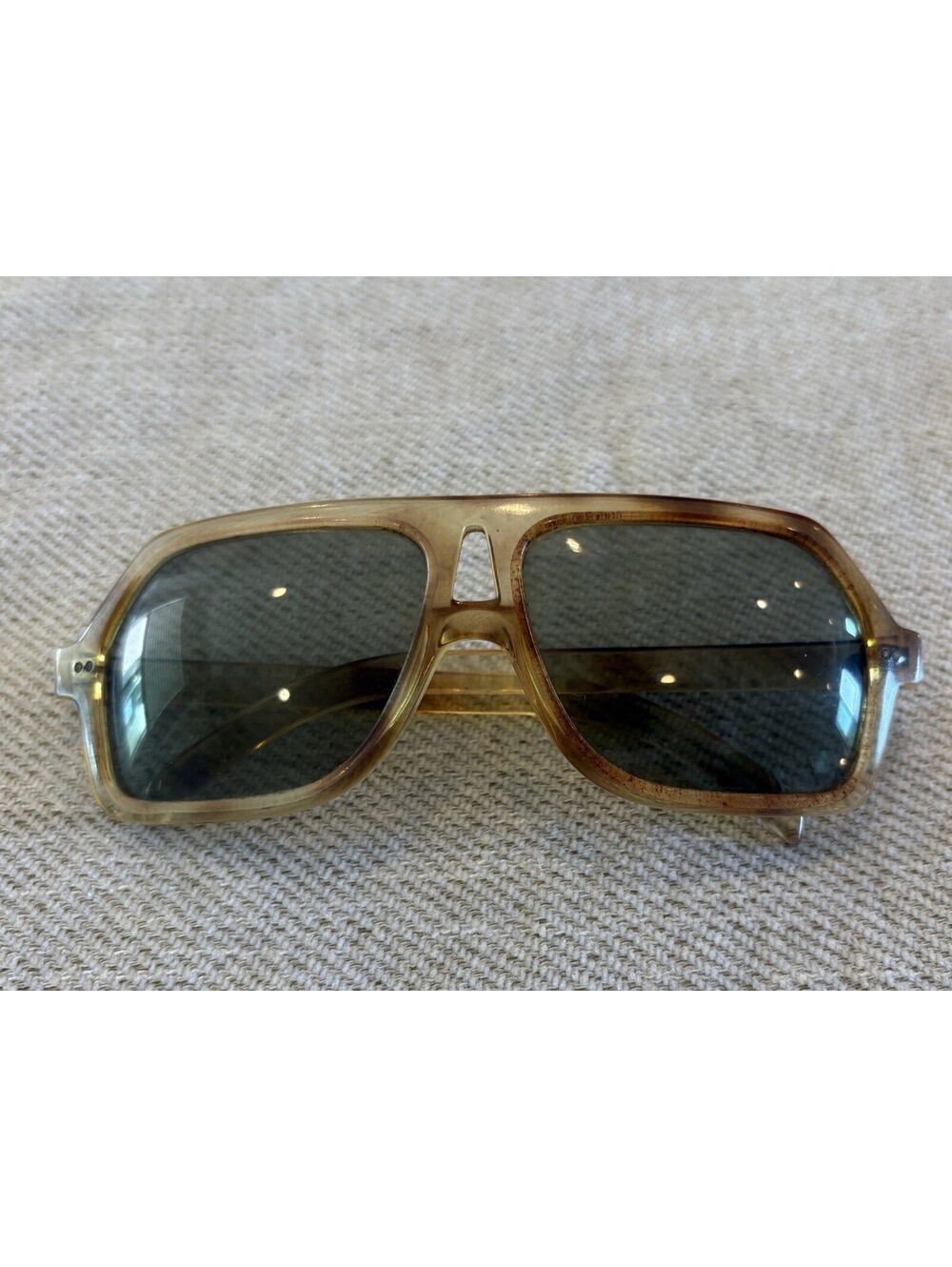 Vintage Cool-Ray Polaroid 144 Sun Tack Sunglasses Amber Aviator Shield 1970s